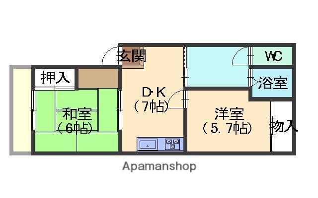 コーポKASAI(2DK/1階)の間取り写真