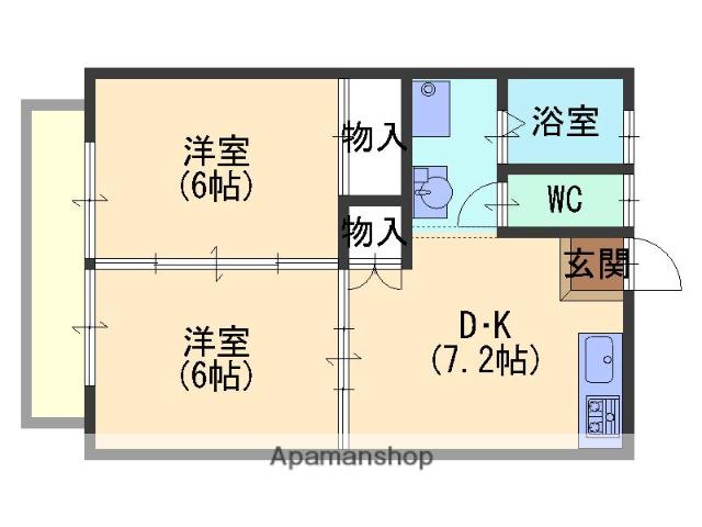 メゾン沢田E棟(2DK/2階)の間取り写真