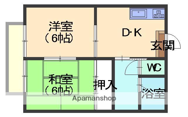 シティーコート石名坂(2DK/2階)の間取り写真