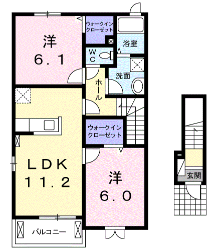 カーサステッラⅢ(2LDK/2階)の間取り写真