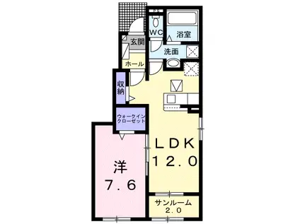 東北本線 小牛田駅 徒歩20分 2階建 築1年(1LDK/1階)の間取り写真