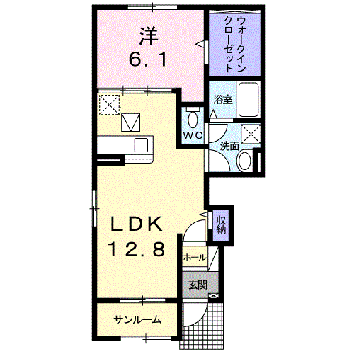 ドリームワークス 八番館(1LDK/1階)の間取り写真