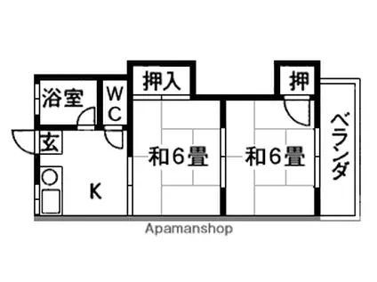 安久津アパート6号棟(2K/2階)の間取り写真