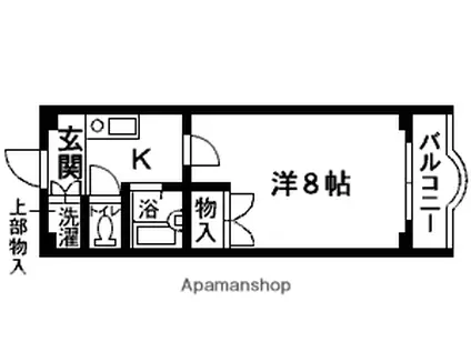 シャンブル八木山(1K/3階)の間取り写真