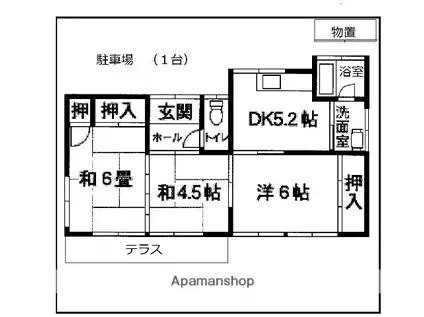 仙台市地下鉄南北線 長町南駅 バス乗車時間：5分 芦口小学校前バス停で下車 徒歩4分 1階建 築48年(3DK)の間取り写真