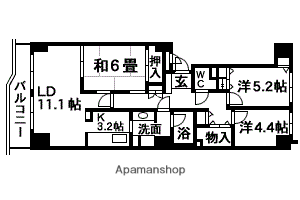 仙台八木山スカイマンション(3LDK/10階)の間取り写真