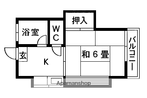 安久津アパート10号棟(1K/1階)の間取り写真