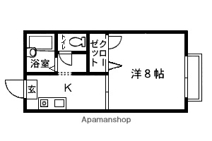 プチ・メゾン山崎(1K/2階)の間取り写真