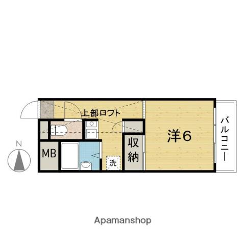 ロイヤル岩切(1K/2階)の間取り写真