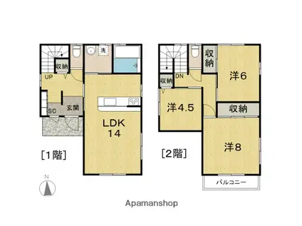 東北本線 岩切駅 徒歩9分 2階建 築1年(3LDK)の間取り写真