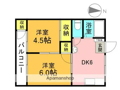 メゾンヨシダB(2DK/2階)の間取り写真