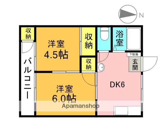 メゾンヨシダA(2DK/2階)の間取り写真