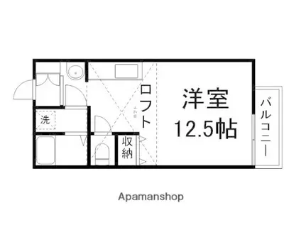 しぇとわⅢ(ワンルーム/2階)の間取り写真