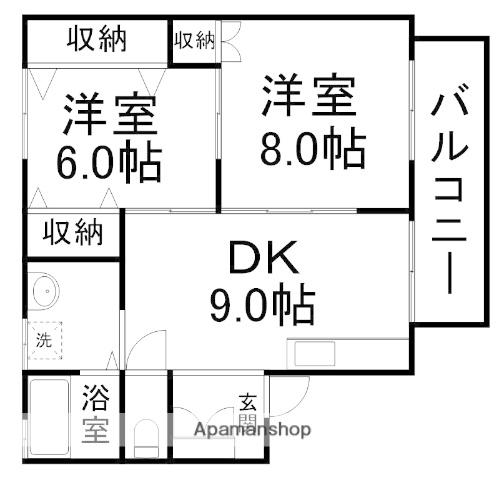 シンセイC棟(2DK/2階)の間取り写真