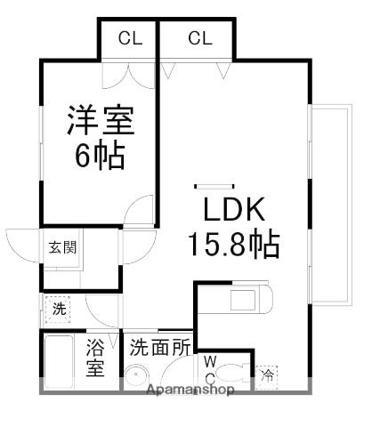 シャイニングハウス小松島A棟(1LDK/2階)の間取り写真