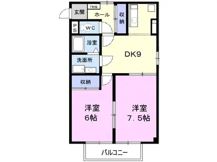 コンフォール南小泉(2DK/1階)の間取り写真