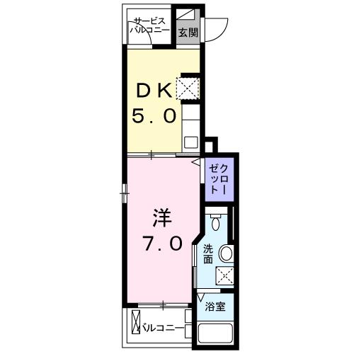 プリムヴェール Ⅱ(1DK/3階)の間取り写真