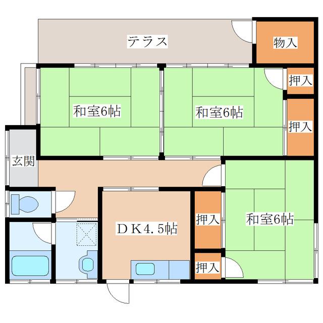 仙山線 陸前落合駅 徒歩12分 1階建 築35年(3DK)の間取り写真