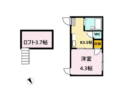 ビューコート小田原(1K/1階)の間取り写真