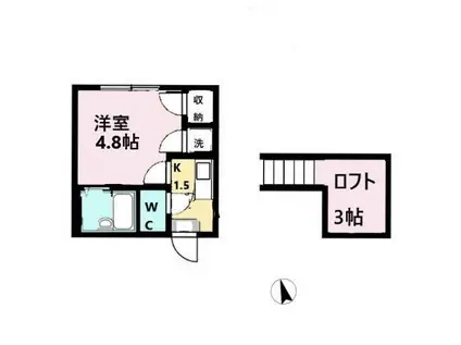 ビューコート小田原(1K/1階)の間取り写真