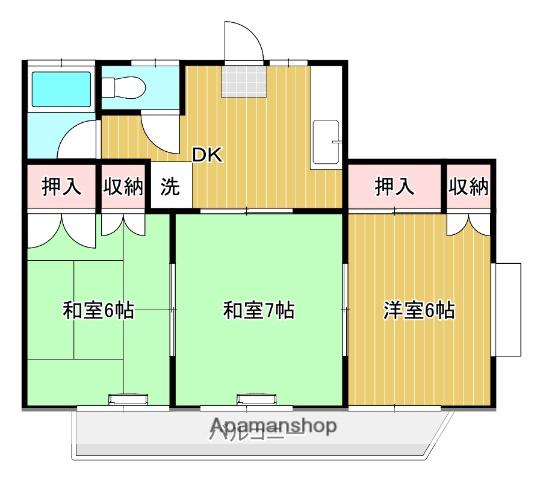 石巻線 万石浦駅 徒歩3分 2階建 築32年(3DK/2階)の間取り写真