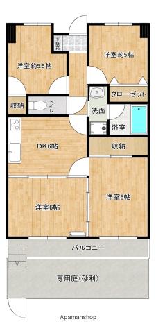 昭和マンション石巻中央(4DK/1階)の間取り写真
