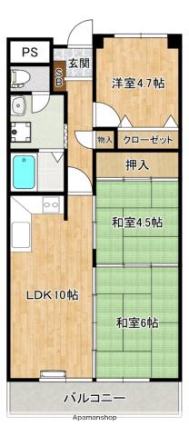 ハートウイング(3LDK/4階)の間取り写真