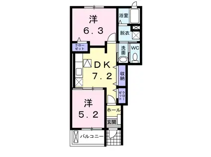 スカイハイツ21(2DK/1階)の間取り写真
