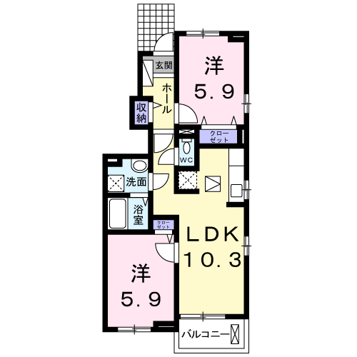 ブルーベルベットⅡ(2LDK/1階)の間取り写真