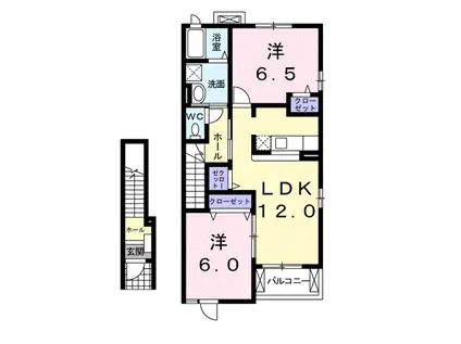 グラシュー・メゾンA(2LDK/2階)の間取り写真