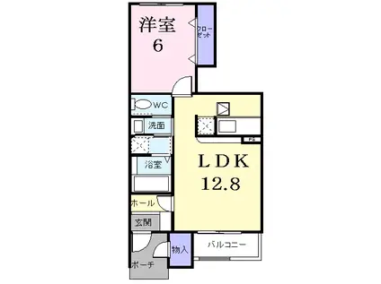 グラシュー・メゾンB(1LDK/1階)の間取り写真