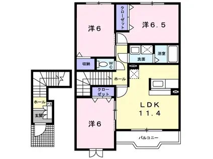 シューベルブ・メゾンA(3LDK/2階)の間取り写真