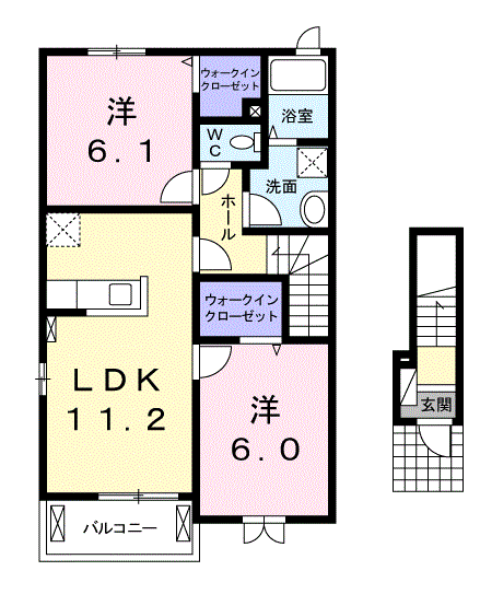 グレイスハーモニーⅠ(2LDK/2階)の間取り写真