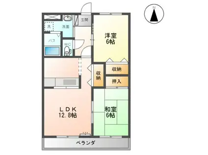 サンプレス新成(2LDK/2階)の間取り写真