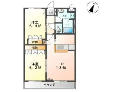 アーバンハウス五性橋(2LDK/1階)の間取り写真