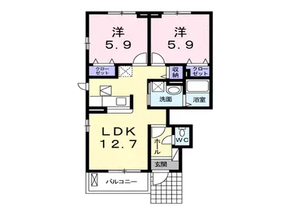 フルハウス(2LDK/1階)の間取り写真