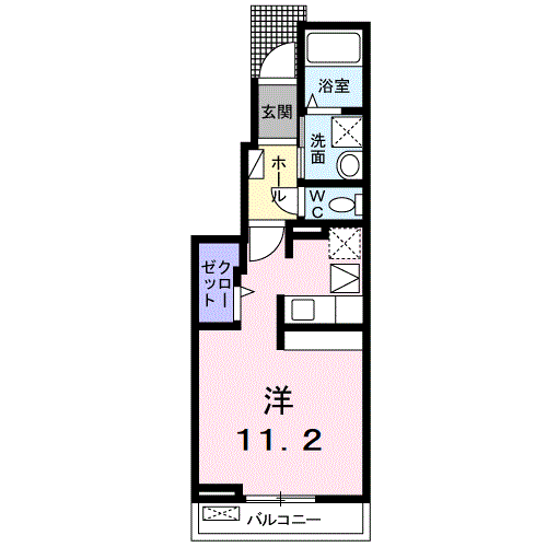 サンハイツ 萩洗Ⅱ(ワンルーム/1階)の間取り写真