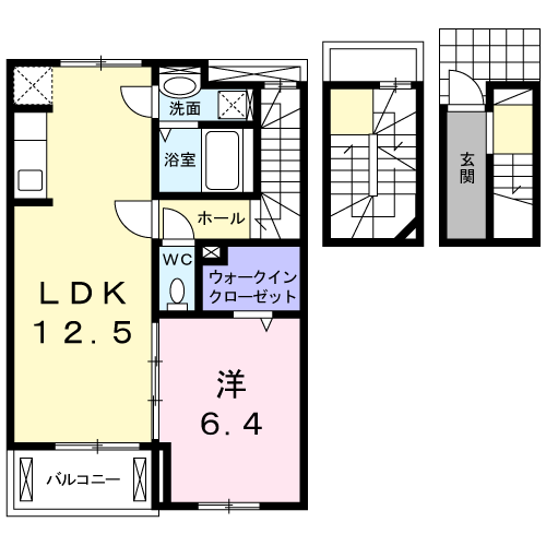 ブルーメンパルクⅢ(1LDK/3階)の間取り写真