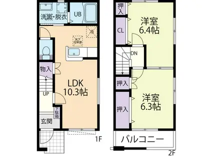 ソレアード A(2LDK/2階)の間取り写真