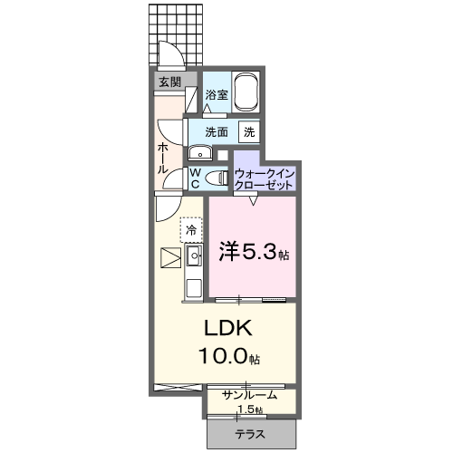 セレーナスパジオ(1LDK/1階)の間取り写真