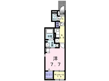 メゾン上野Ⅴ(1K/1階)の間取り写真