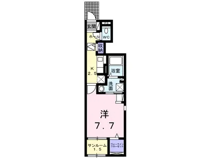 メゾンパークC(1K/1階)の間取り写真
