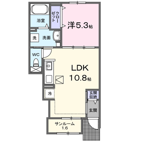 新館1丁目アパートⅡ(1LDK/1階)の間取り写真
