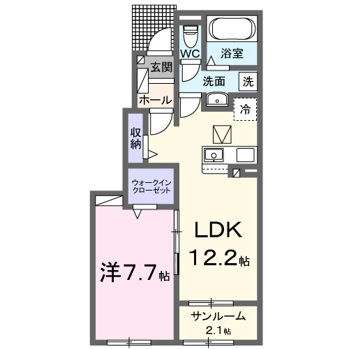 ラ・テリアⅢ(1LDK/1階)の間取り写真
