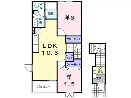 PLEASANT・M(2LDK/2階)の間取り写真