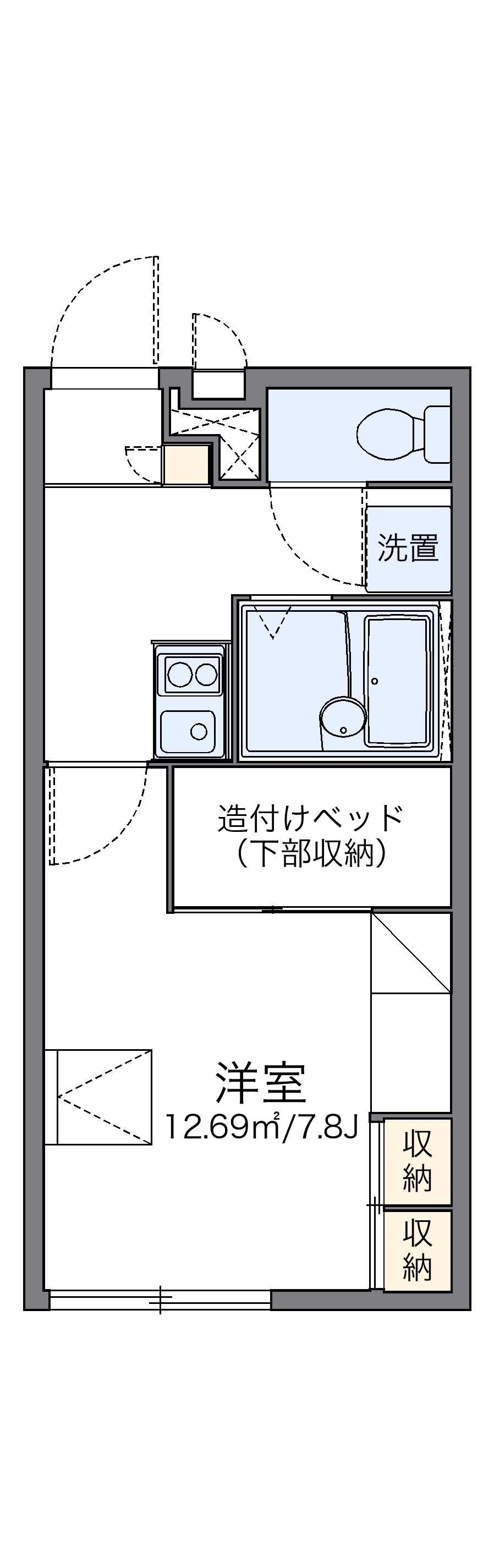 レオパレスみえ(1K/1階)の間取り写真