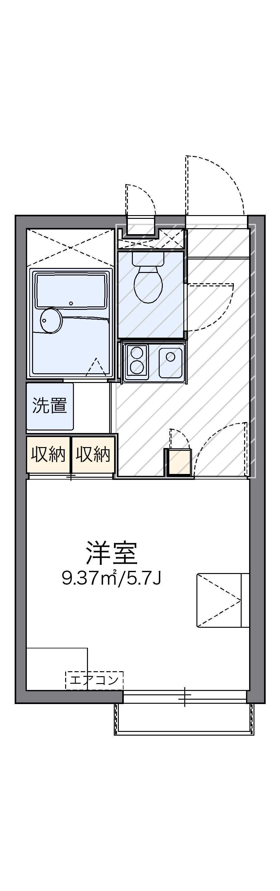 レオパレスしおり(1K/2階)の間取り写真