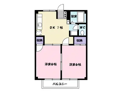 藤ハイツⅡ(2DK/2階)の間取り写真