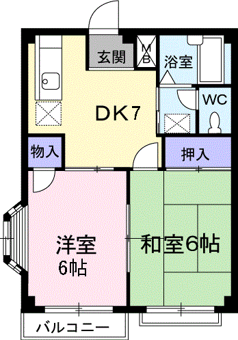 エルディムあさの(2DK/2階)の間取り写真
