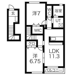 グランドソレイユ(2LDK/2階)の間取り写真